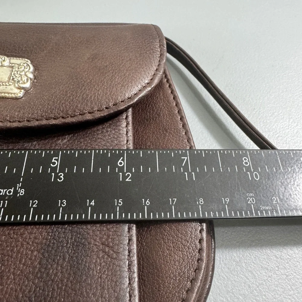 Vintage Fossil Brown Pebbled Leather Crossbody Bag Flap Filigree Detail